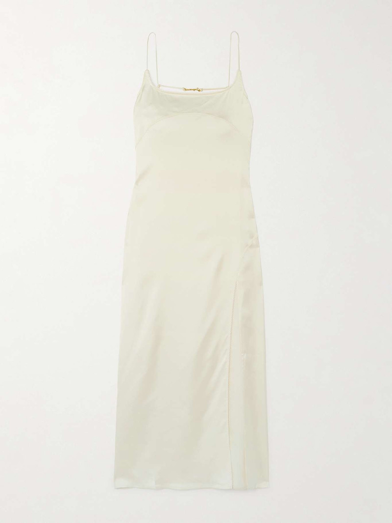 Notte embellished paneled sateen midi dress - 1
