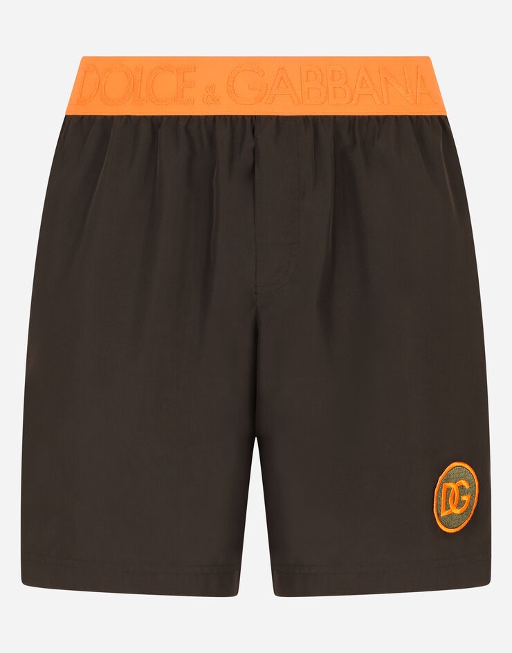 Mid-length swim trunks with patch - 1