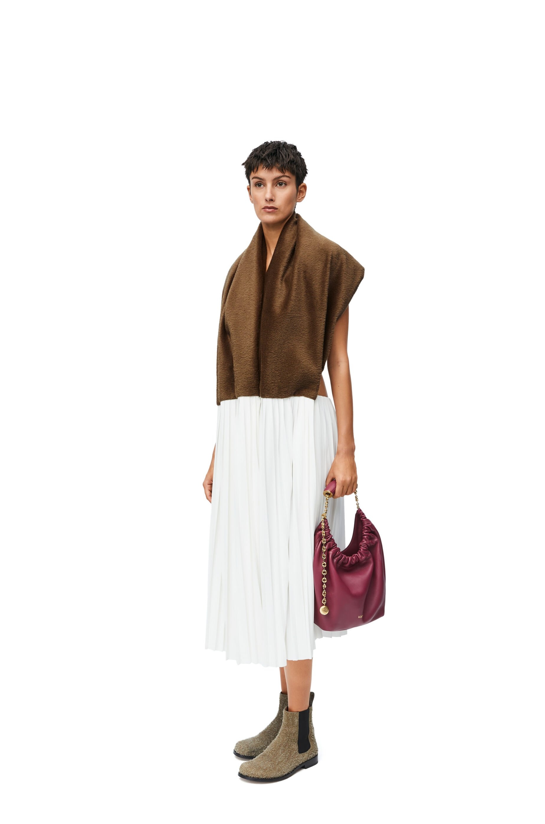 Dress in llama, wool and technical satin - 2