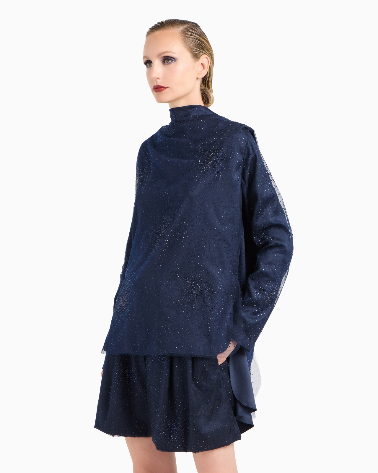 SILK BLOUSE WITH RHINESTONE EMBROIDERY - 4