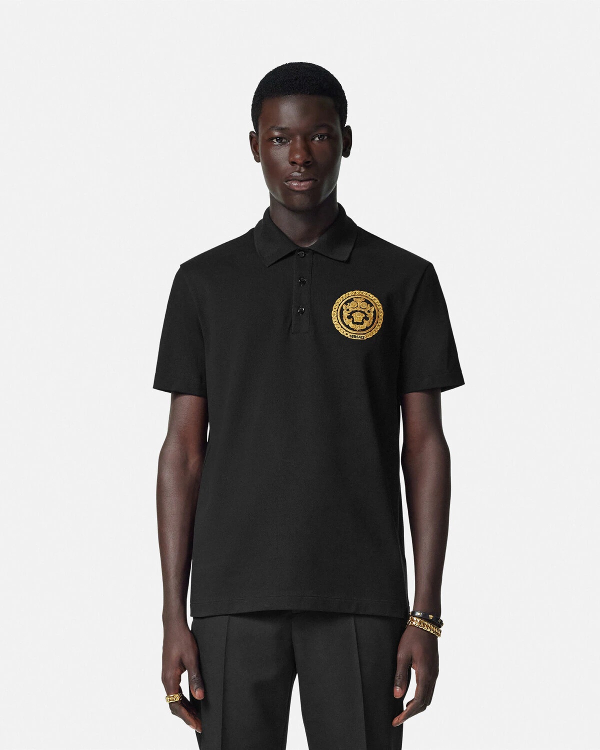 Embroidered Chain Crest Polo Shirt - 4