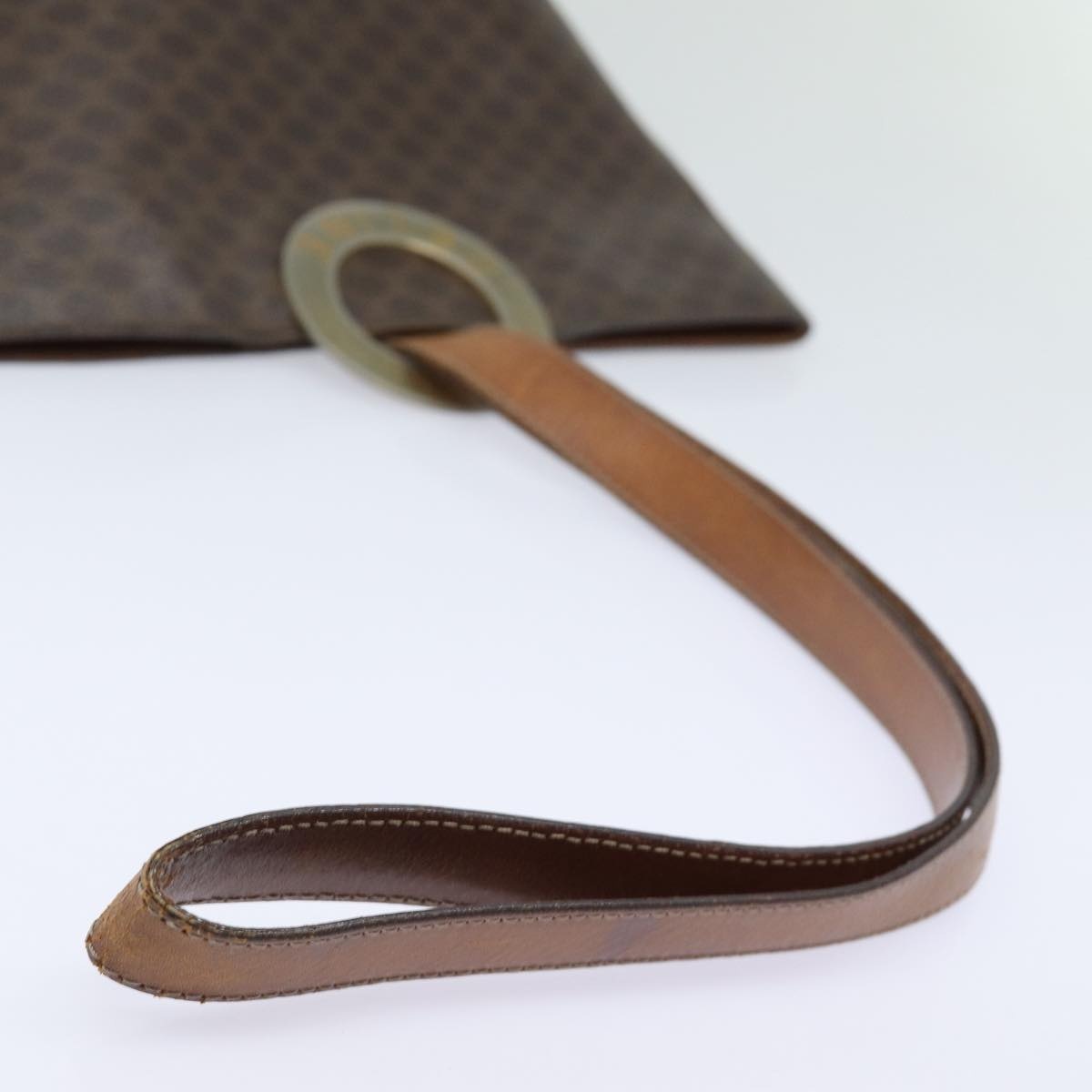 CELINE Macadam Canvas Shoulder Bag Pvc Leather Brown Gold - 7