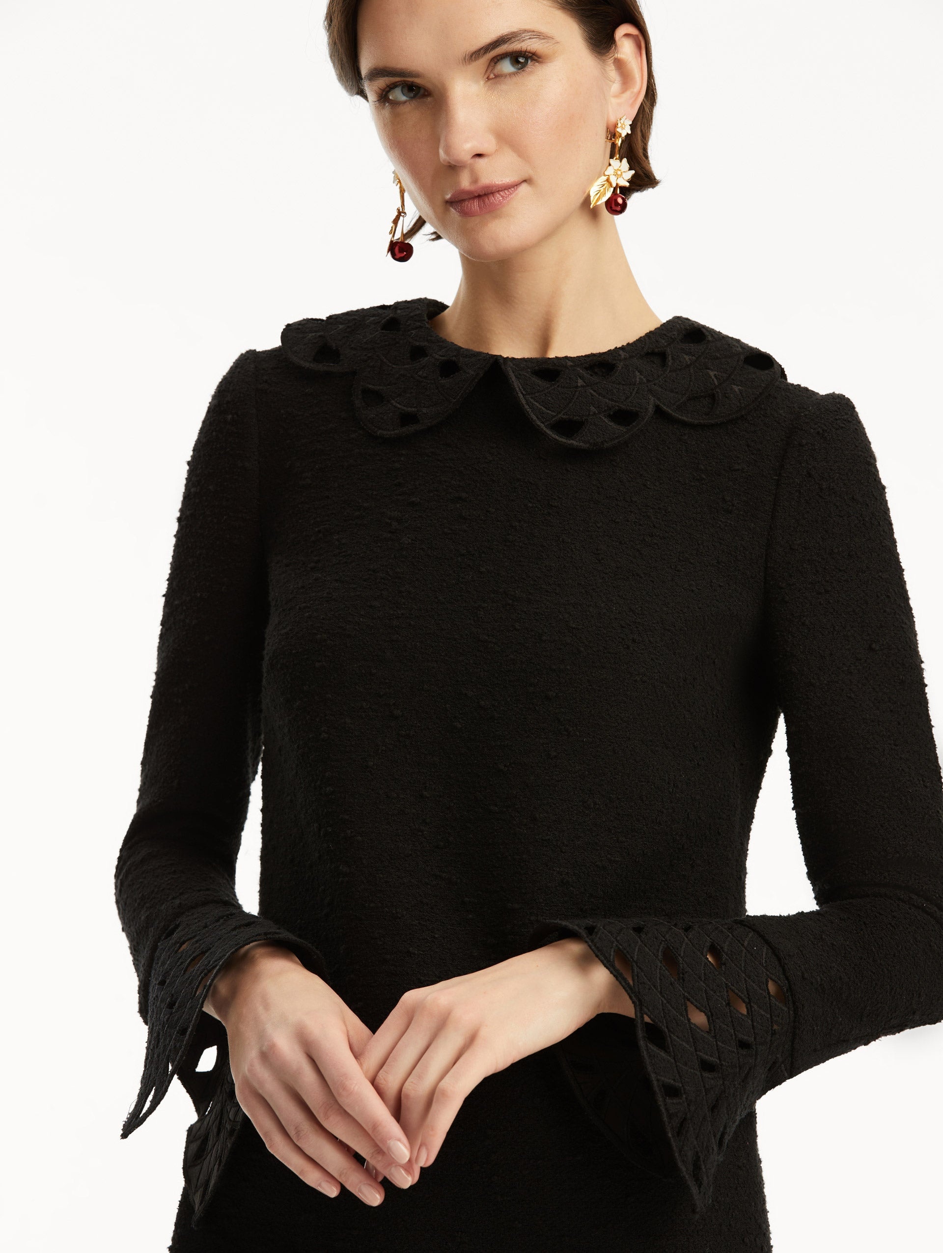 THREADWORK CUTOUT TWEED DRESS - 5