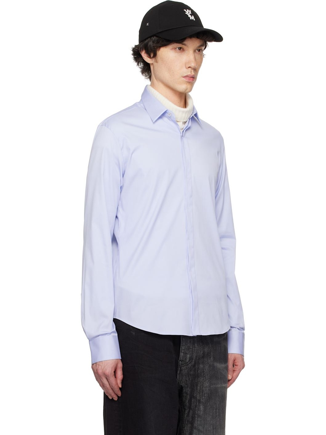 Blue Concealed Button Shirt - 2