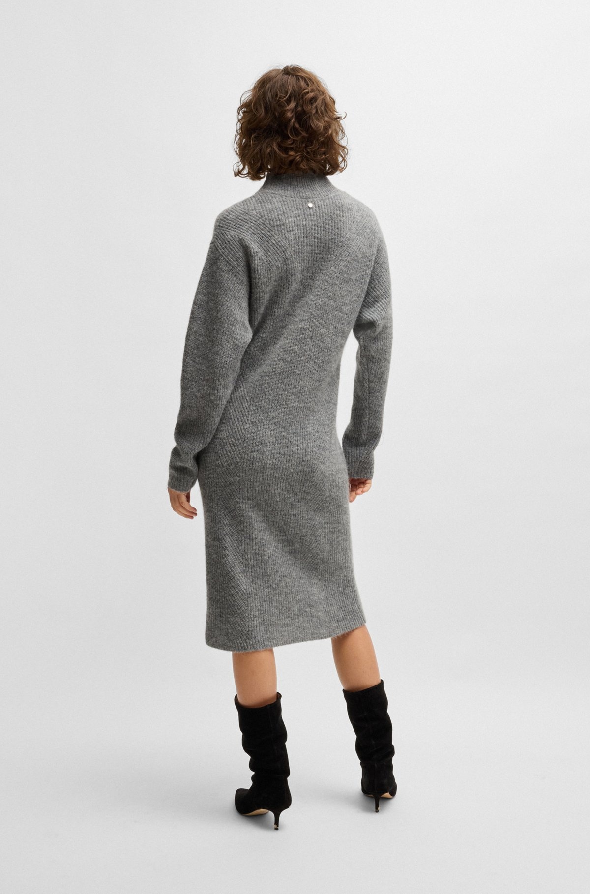 LONG-SLEEVED RELAXED-FIT DRESS WITH MIXED RIBBING - 5