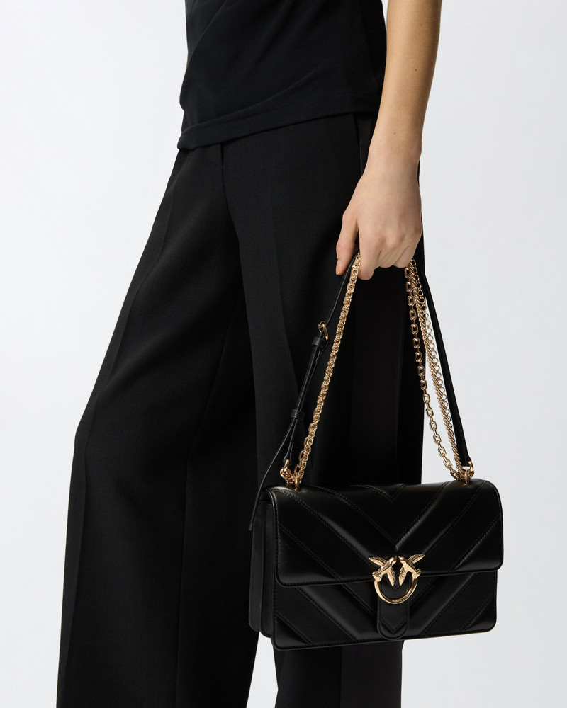 LOVE BAG ONE MEDIUM SHOULDER BAG IN CHEVRON LEATHER AND NAPPA WITH TRIPLE CHAIN 6