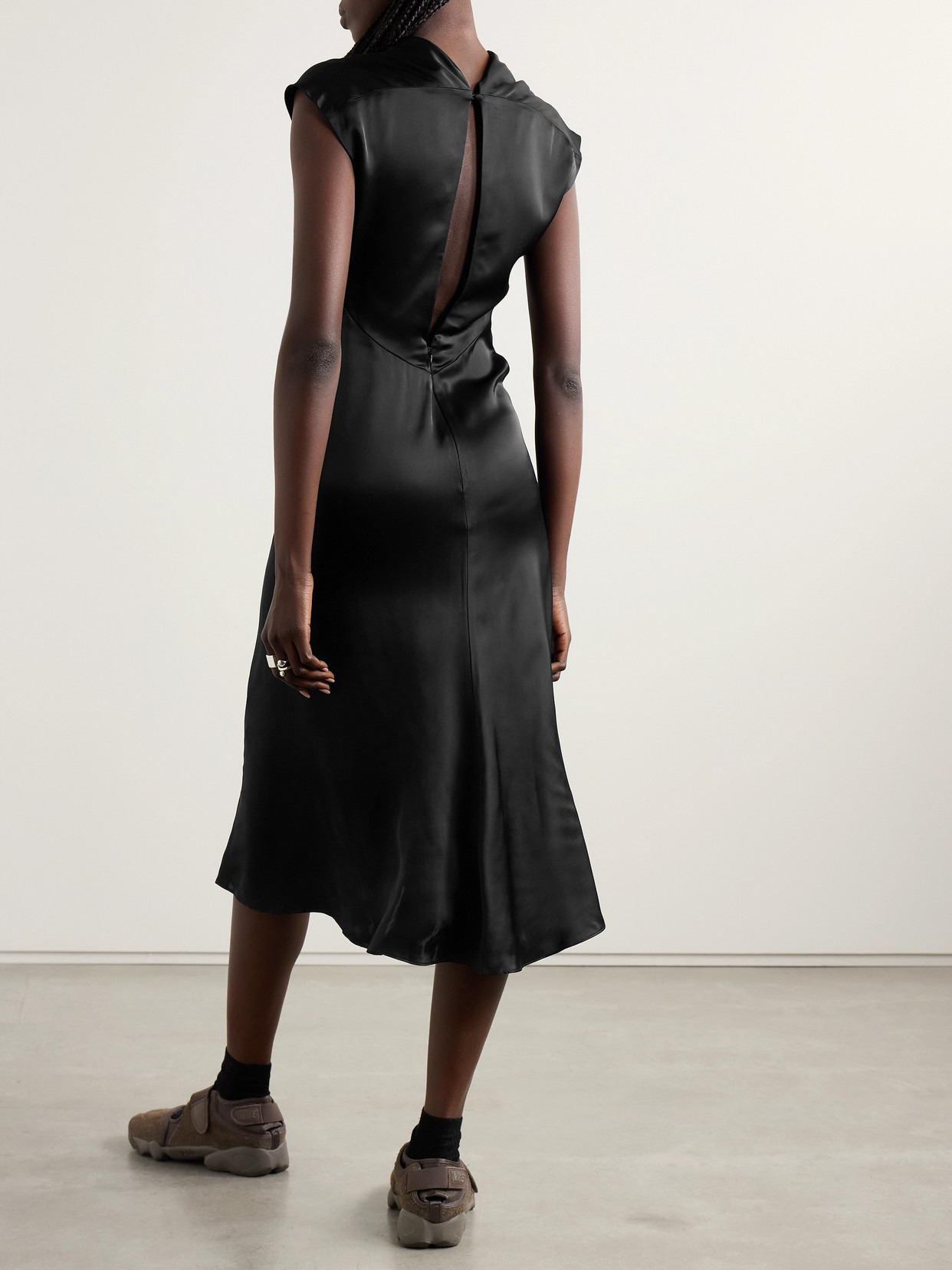 Draped Silk-satin Midi Dress - 3