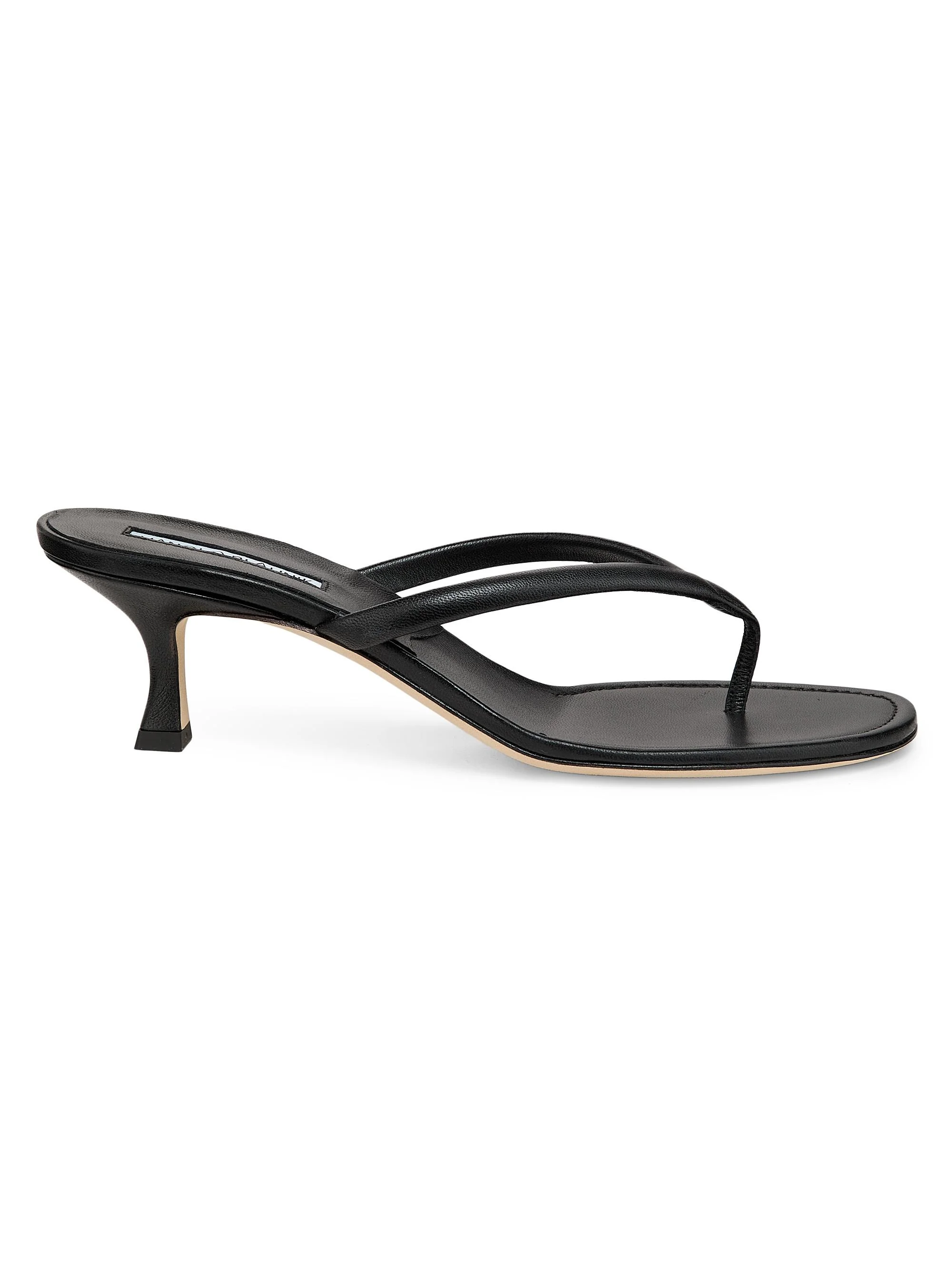 Women's Paterno 50MM Leather Thong Sandals - Black - 1
