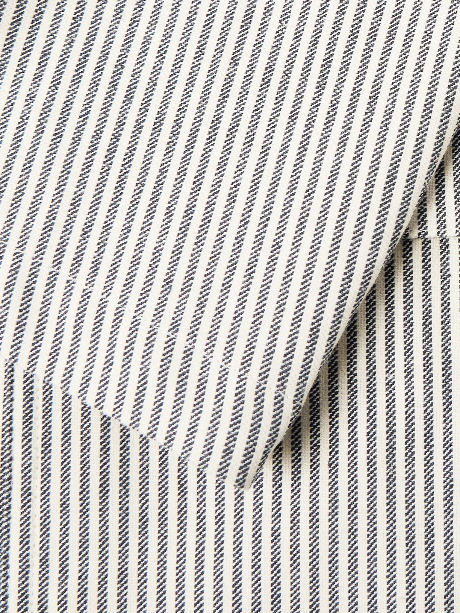 Unstructured Striped Cotton and Linen-Blend Blazer Navy - 4