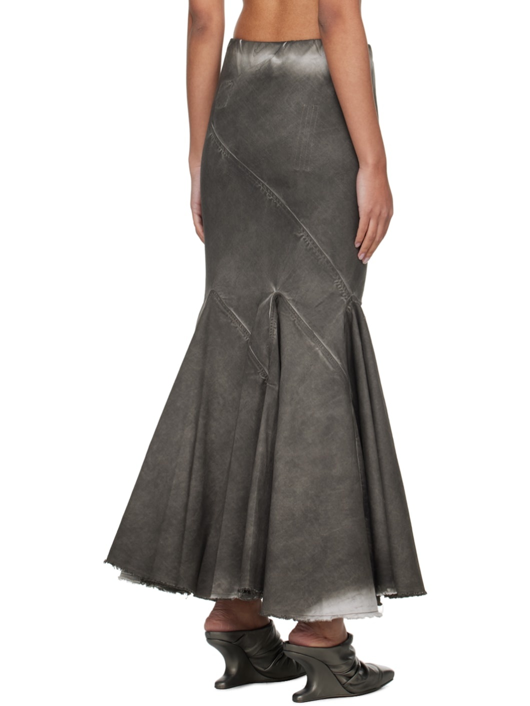 Gray Divine Bias Denim Maxi Skirt - 3