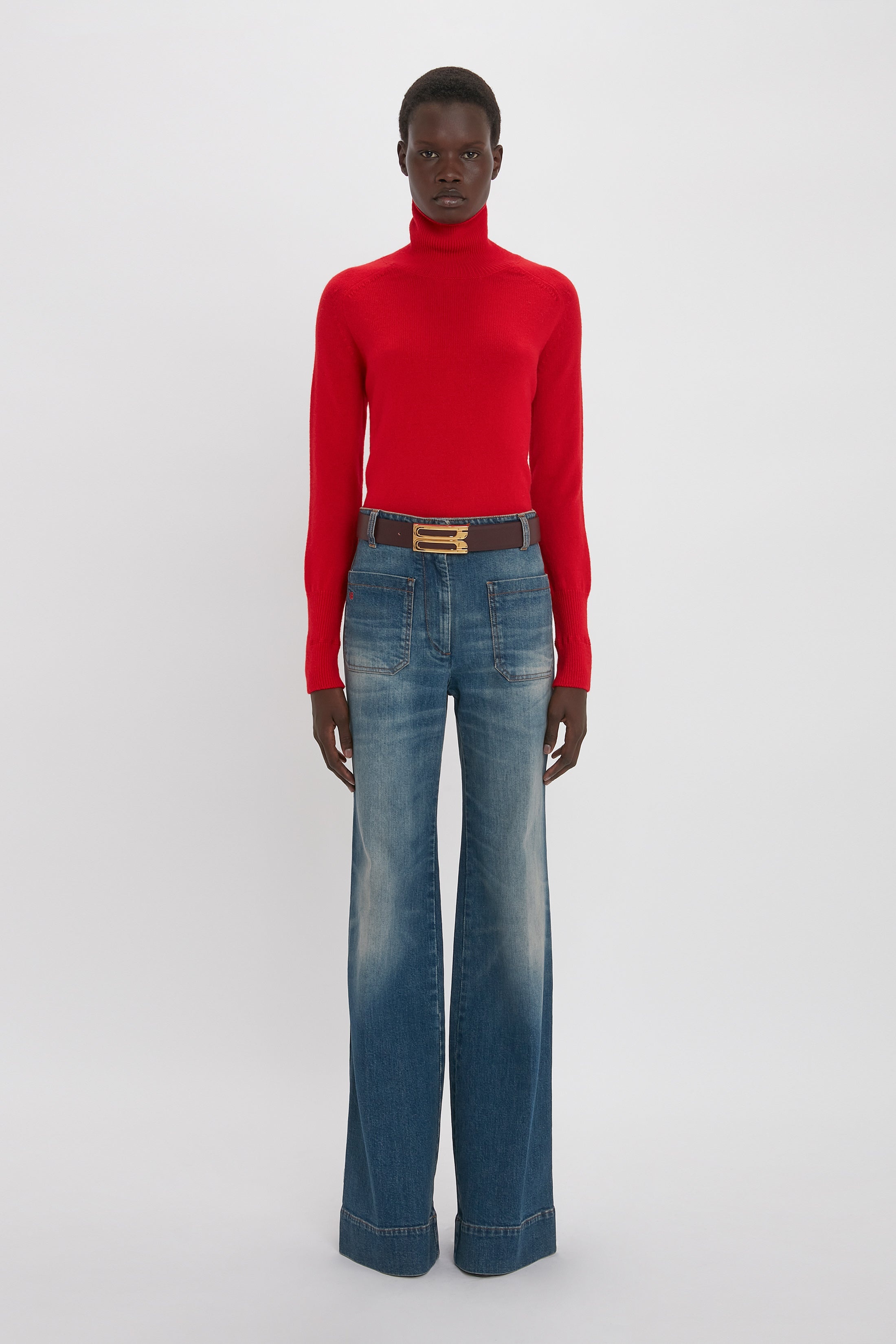 Polo Neck Jumper In Red - 3