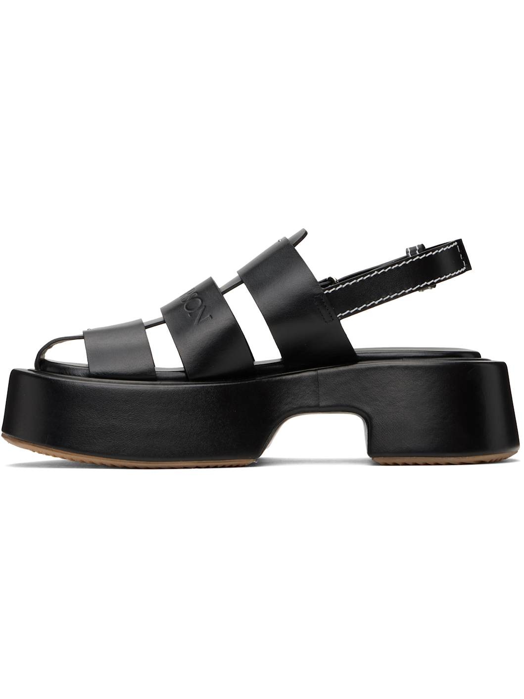 Black Stripe Platform Sandals - 3