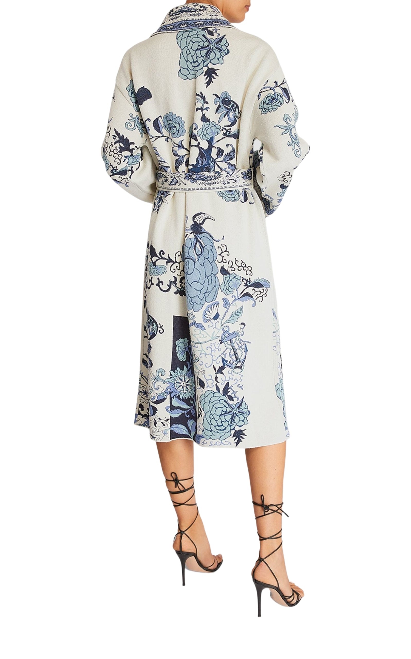 Floral Print Wrap Coat - 4
