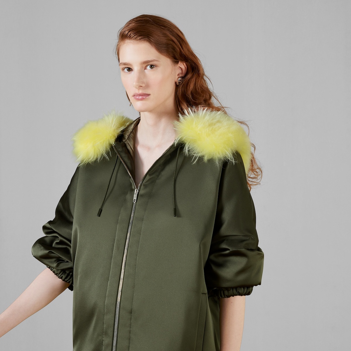 Zip jacket with shearling trim - 3