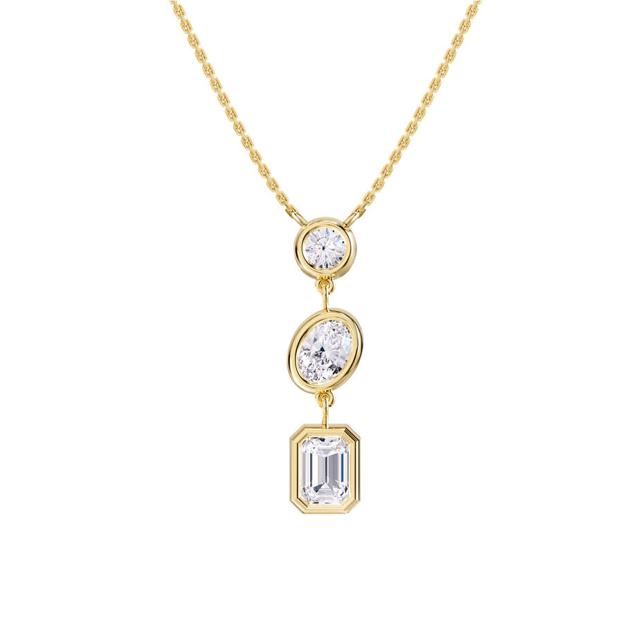 Diamond2Deal - Diamond2Deal 14k Yellow Gold 2.25 Ct Multi Shape Lab Grown Diamond Pendant Necklace 18" Chain VVS-VS - 1