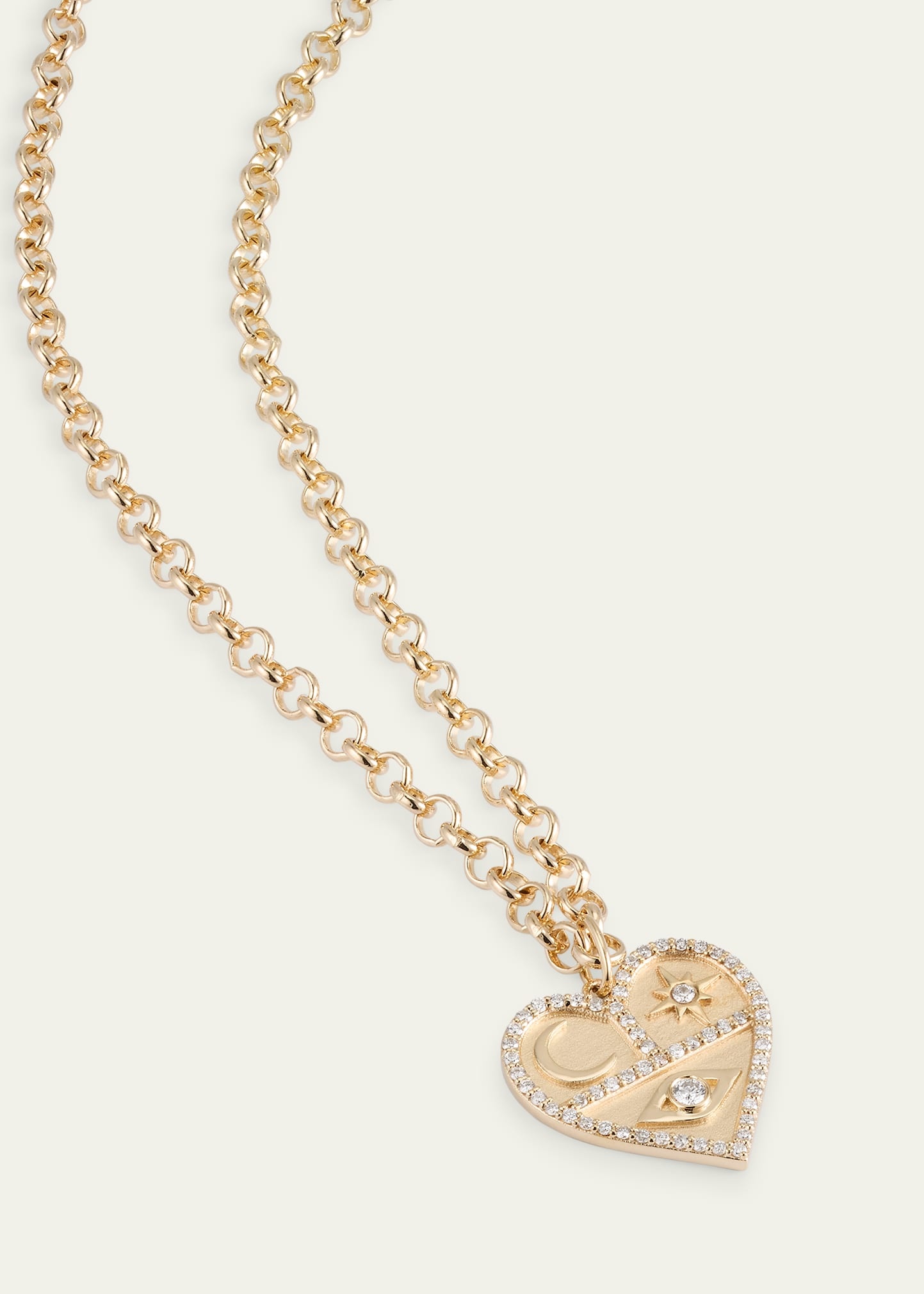 Heart Icon Charm Chain Necklace with Diamonds - 3