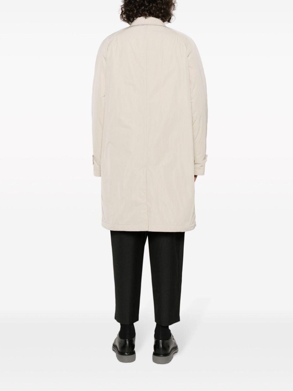 classic-collar concealed-fastening coat - 4