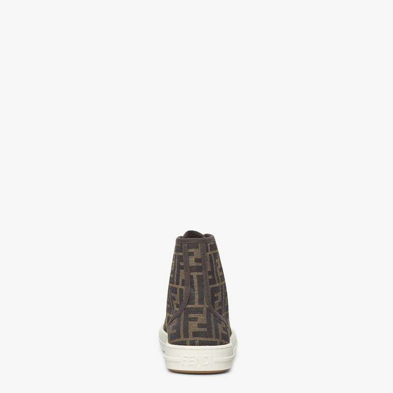 FENDI Compact, light design Fendi Domino sneakers. Made of canvas with jacquard FF motif in shades of brow outlook
