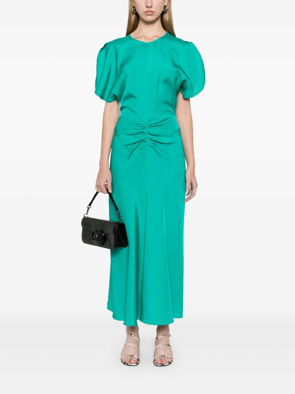 gathered-detail midi dress - 2