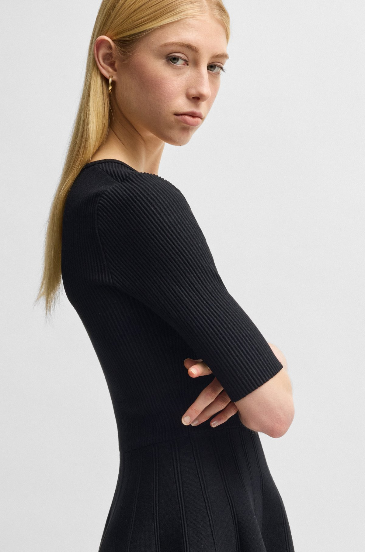 KNITTED DRESS IN OTTOMAN-STRUCTURED STRETCH FABRIC - 6