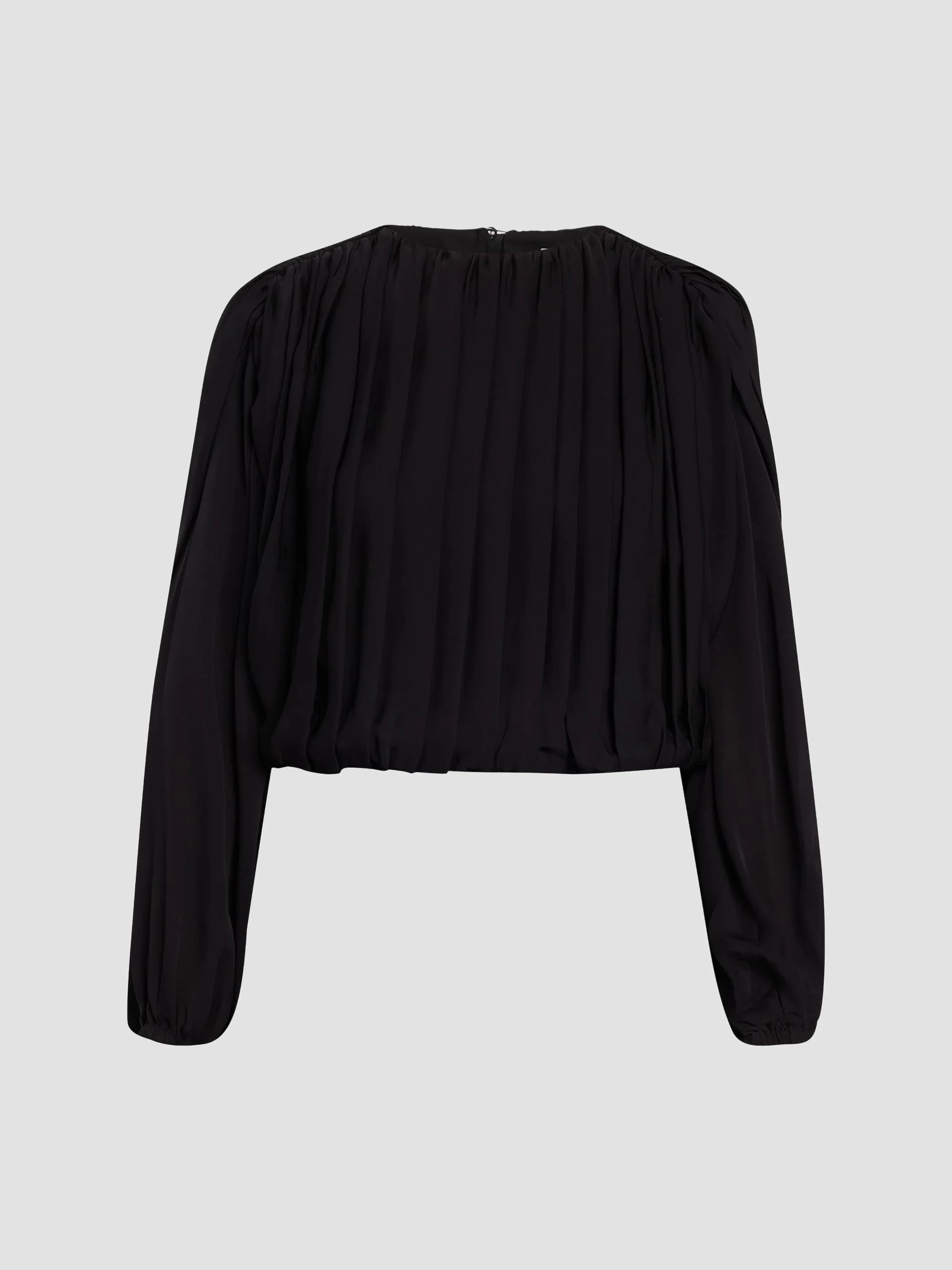 Women's Frida Pleated Silk Top - Black - 1