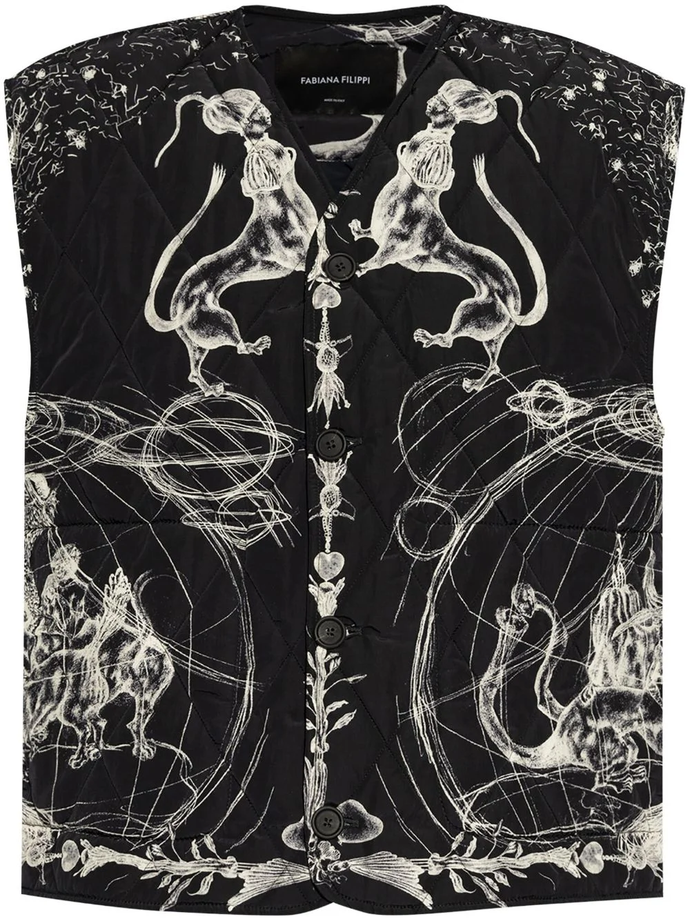 animal-motifs quilted gilet - 1