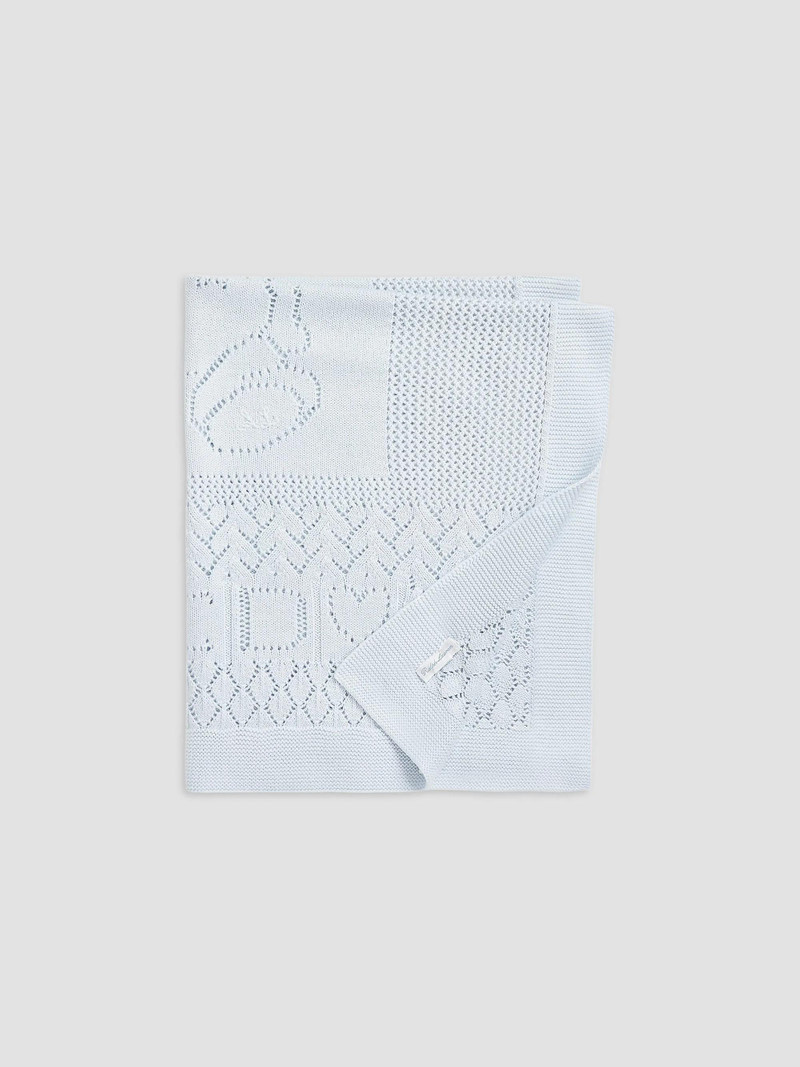 Unisex Organic Cotton Pointelle Blanket - Beryl Blue 3