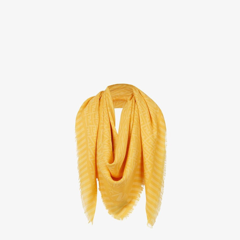 FENDI Yellow cashmere, wool and silk scarf outlook