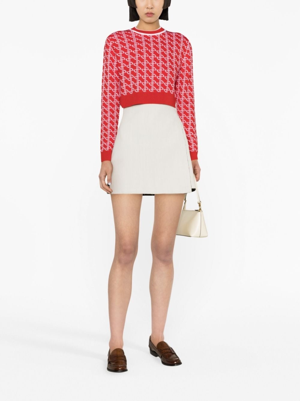 logo-jacquard merino wool jumper - 2