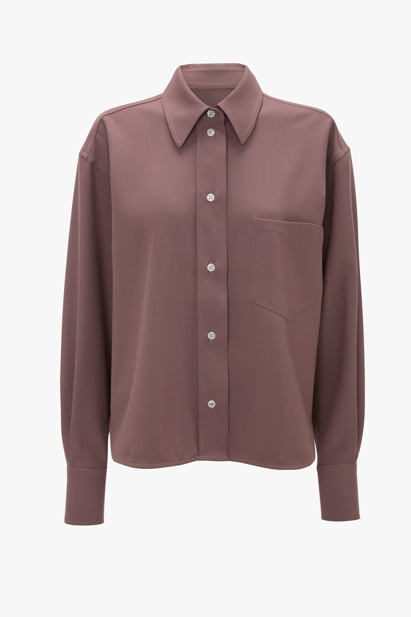 Cropped Long Sleeve Shirt In Mauve 1