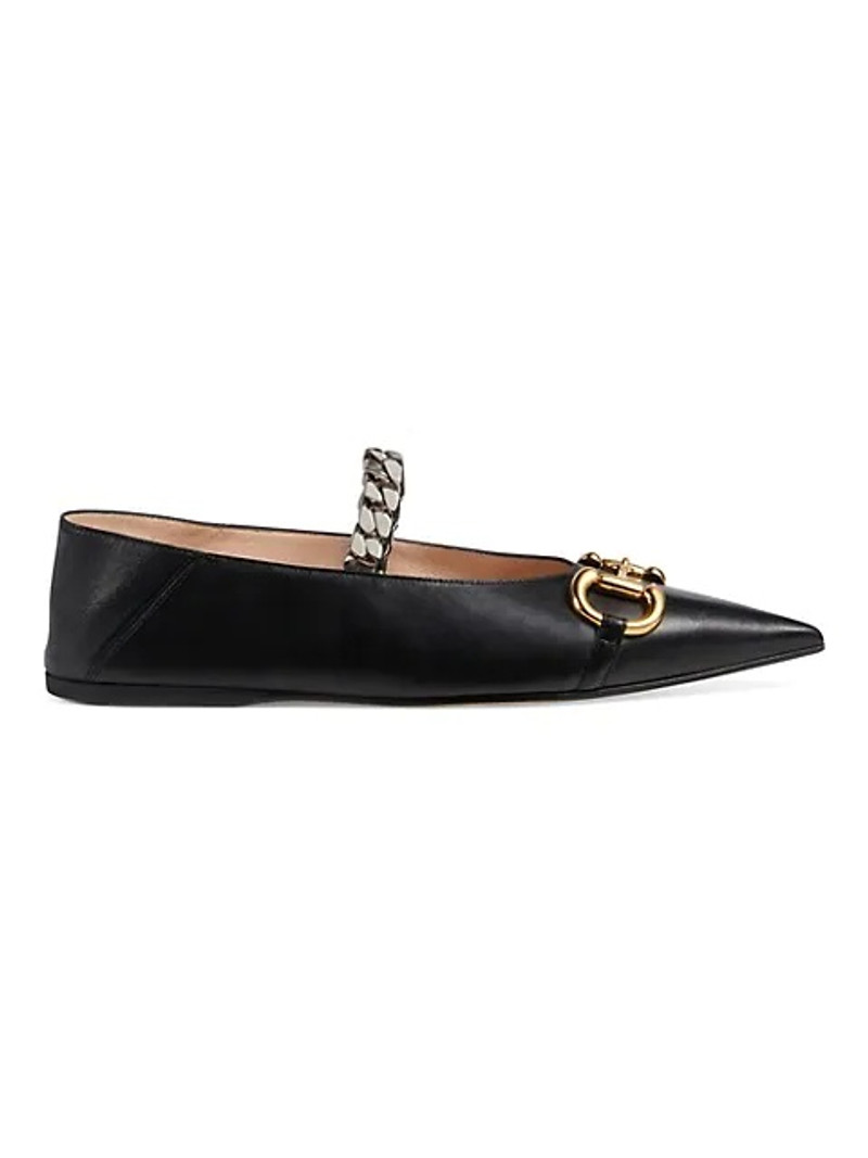 Ballet Flats with Chain and Horsebit - 1