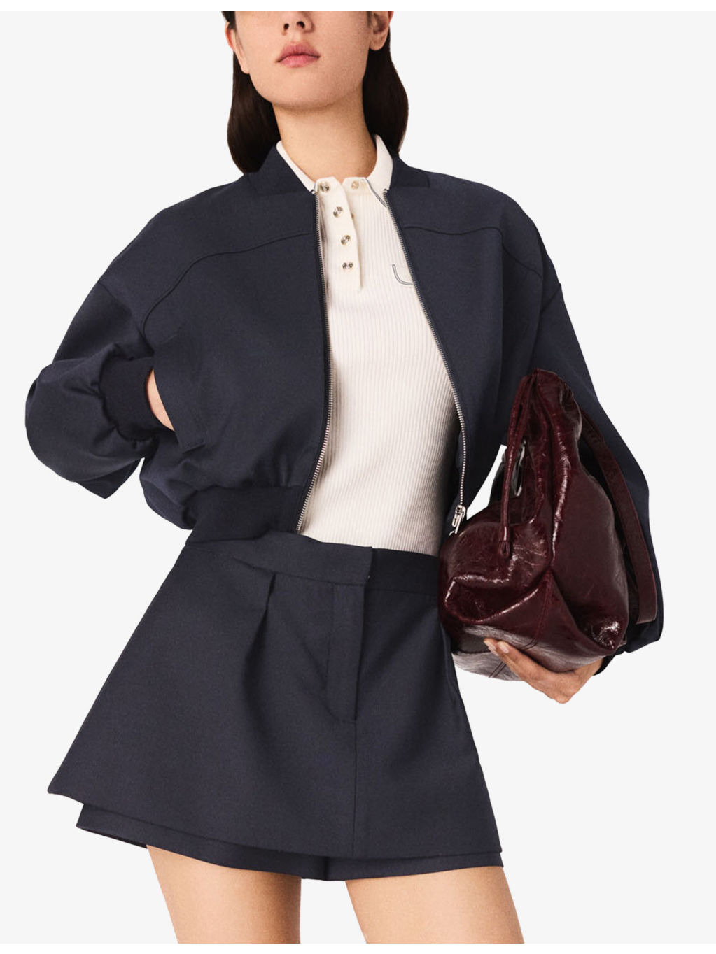 Cropped Woven Bomber Jacket - 3