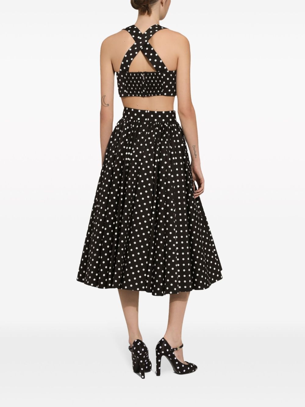 polka-dot cotton midi skirt - 3