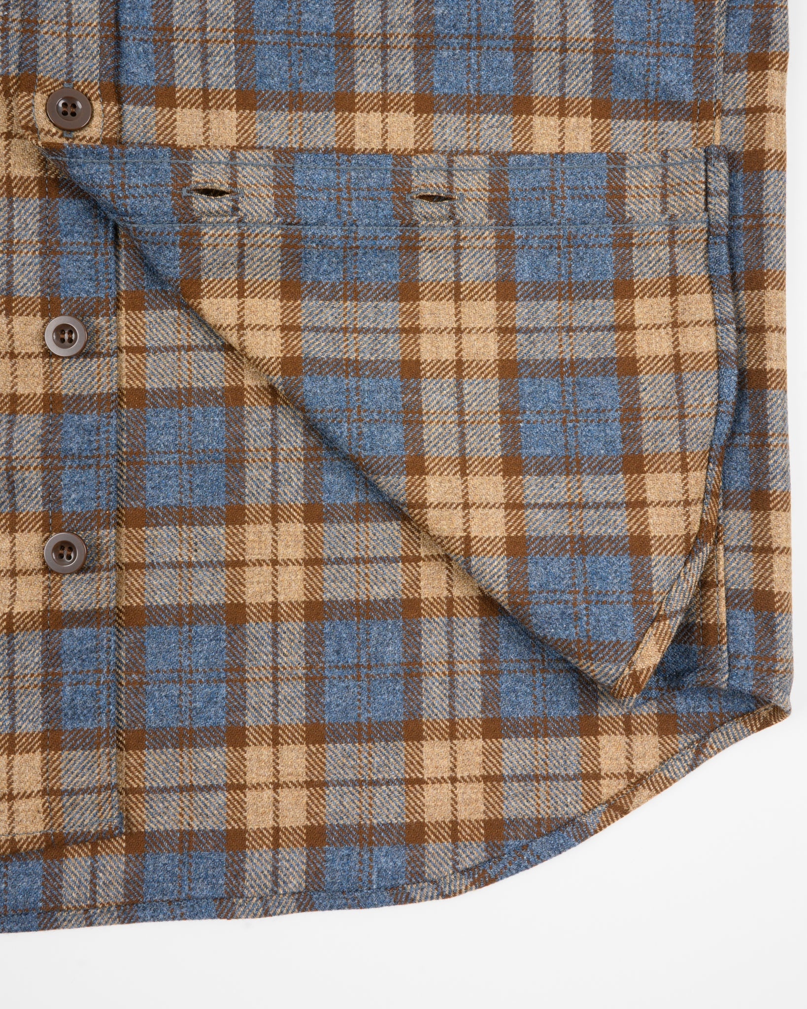 14OZ FOX BROTHERS® WOOL CPO SHIRT - TUSCAN BROWN CHECK TWILL FLANNEL - 11