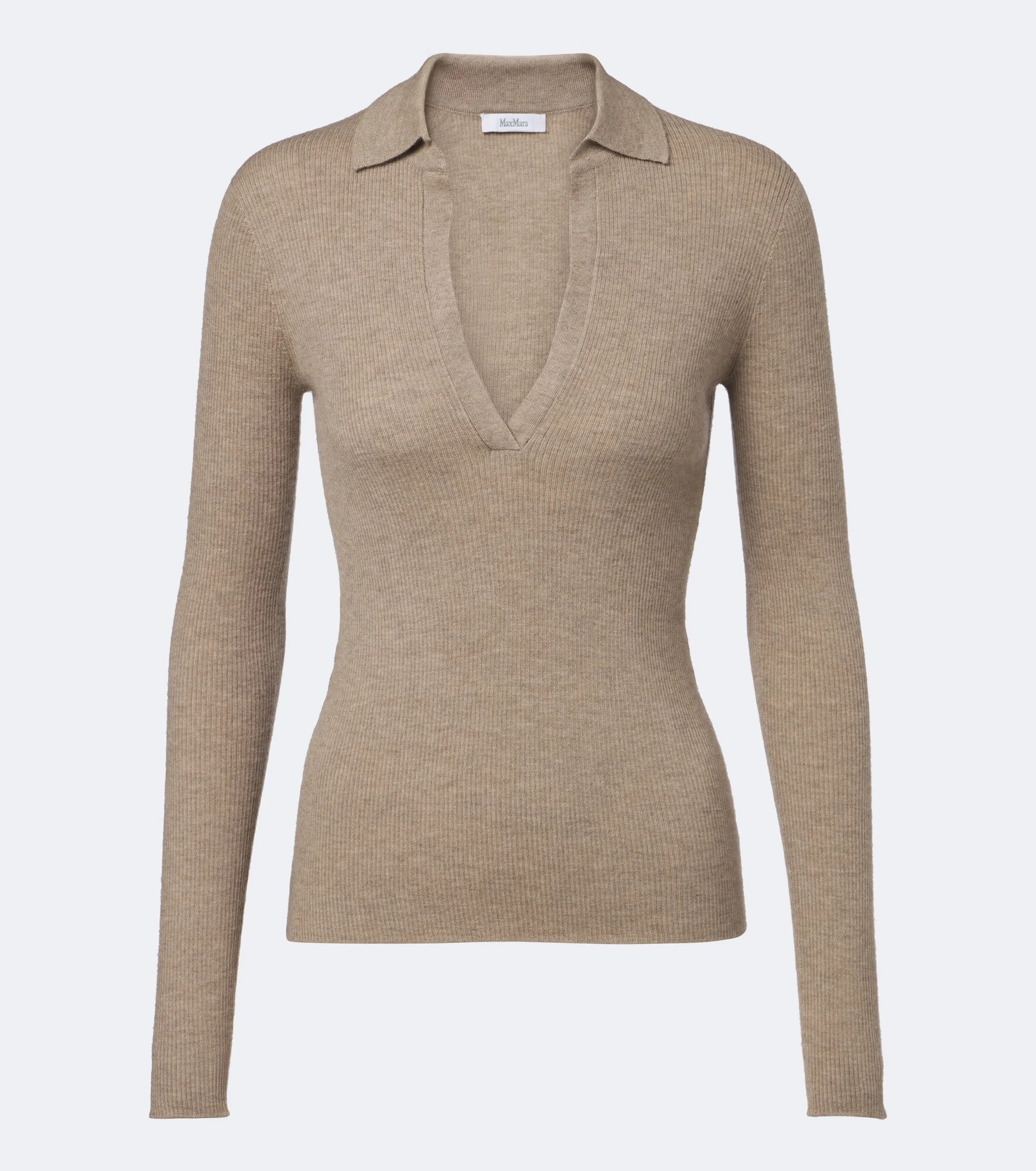Ribbed-knit cashmere polo sweater - 1