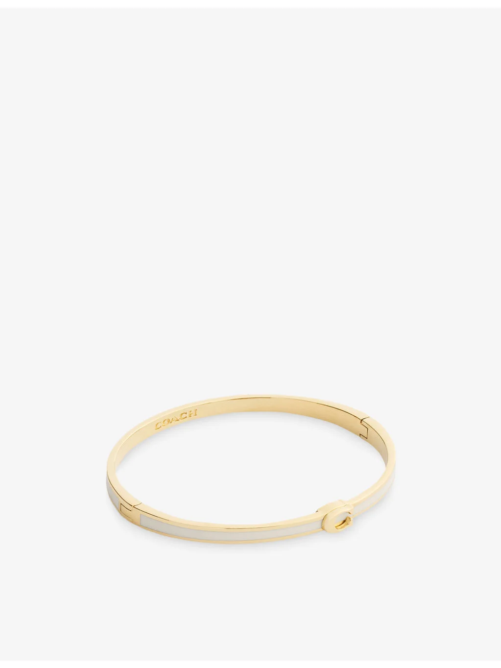 Thin Enamel Signature Hinged Gold-Plated Brass Bangle - 1