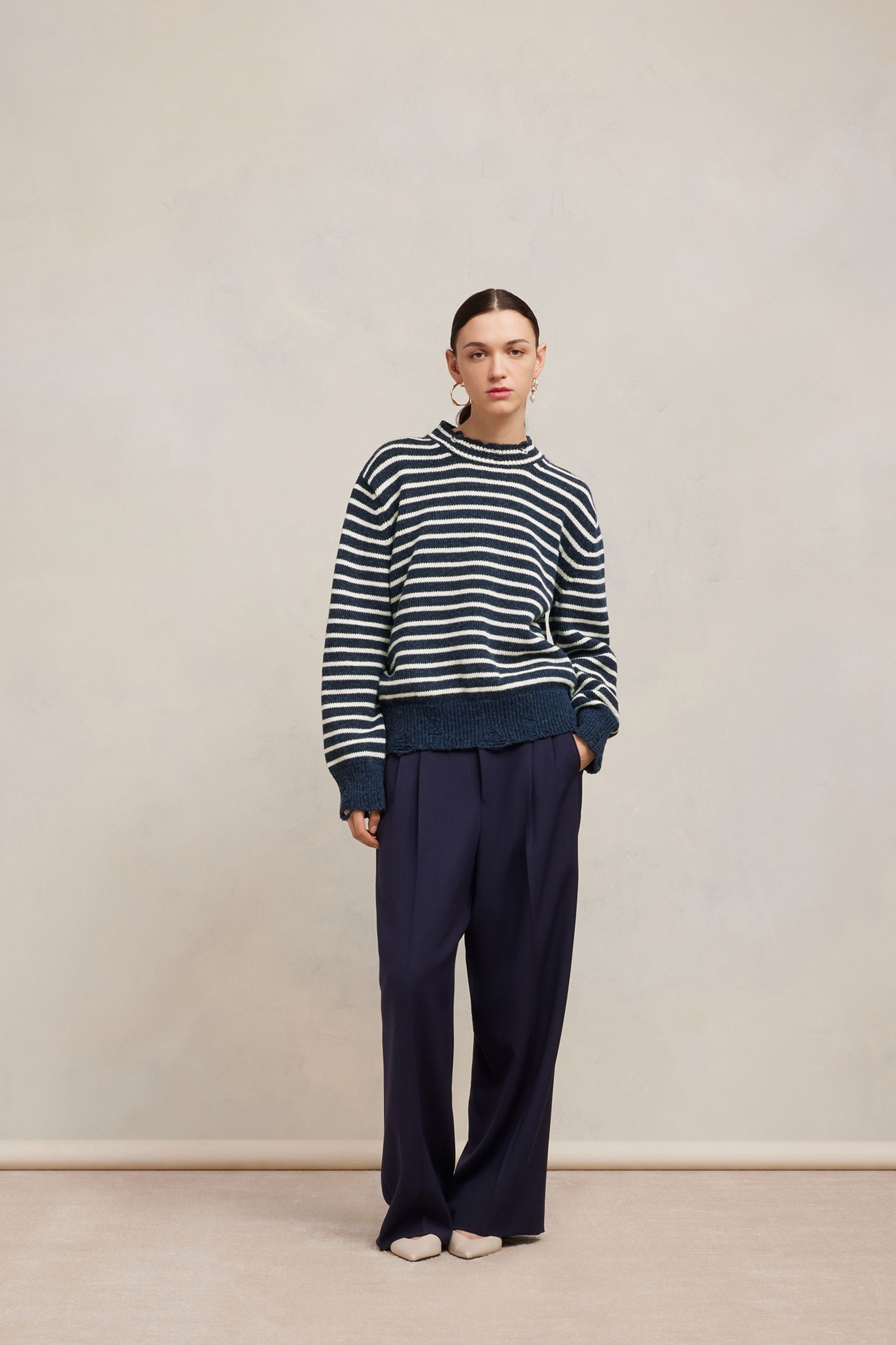 Striped Sweater With Cut Out Details - 2