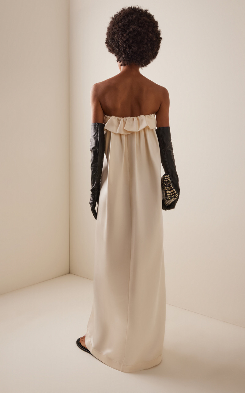 Manuela Bow-Detailed Silk-Satin Gown ivory 4