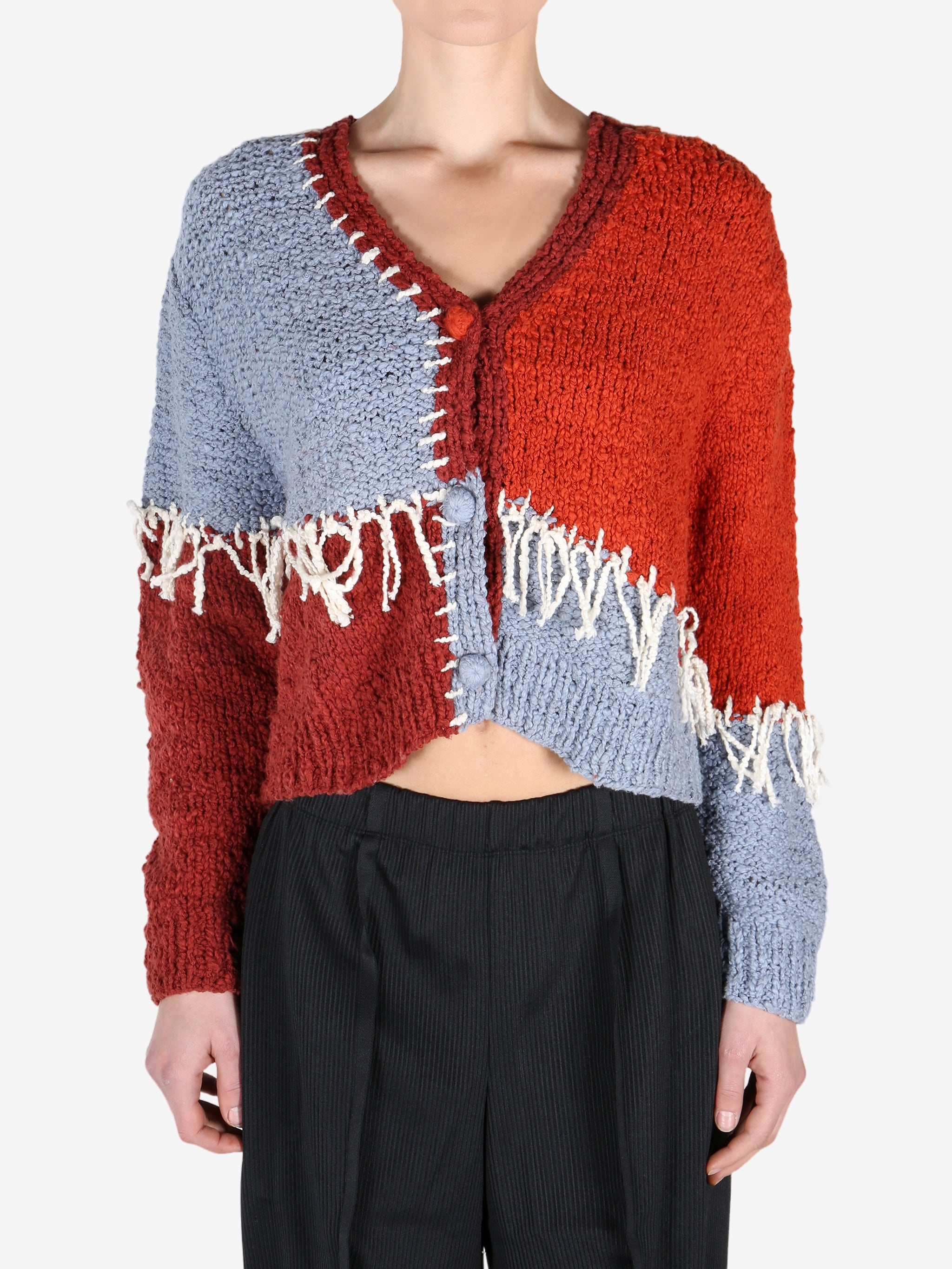 THE ELDER STATESMAN - Women Patchwork Boucle Cardigan - 1