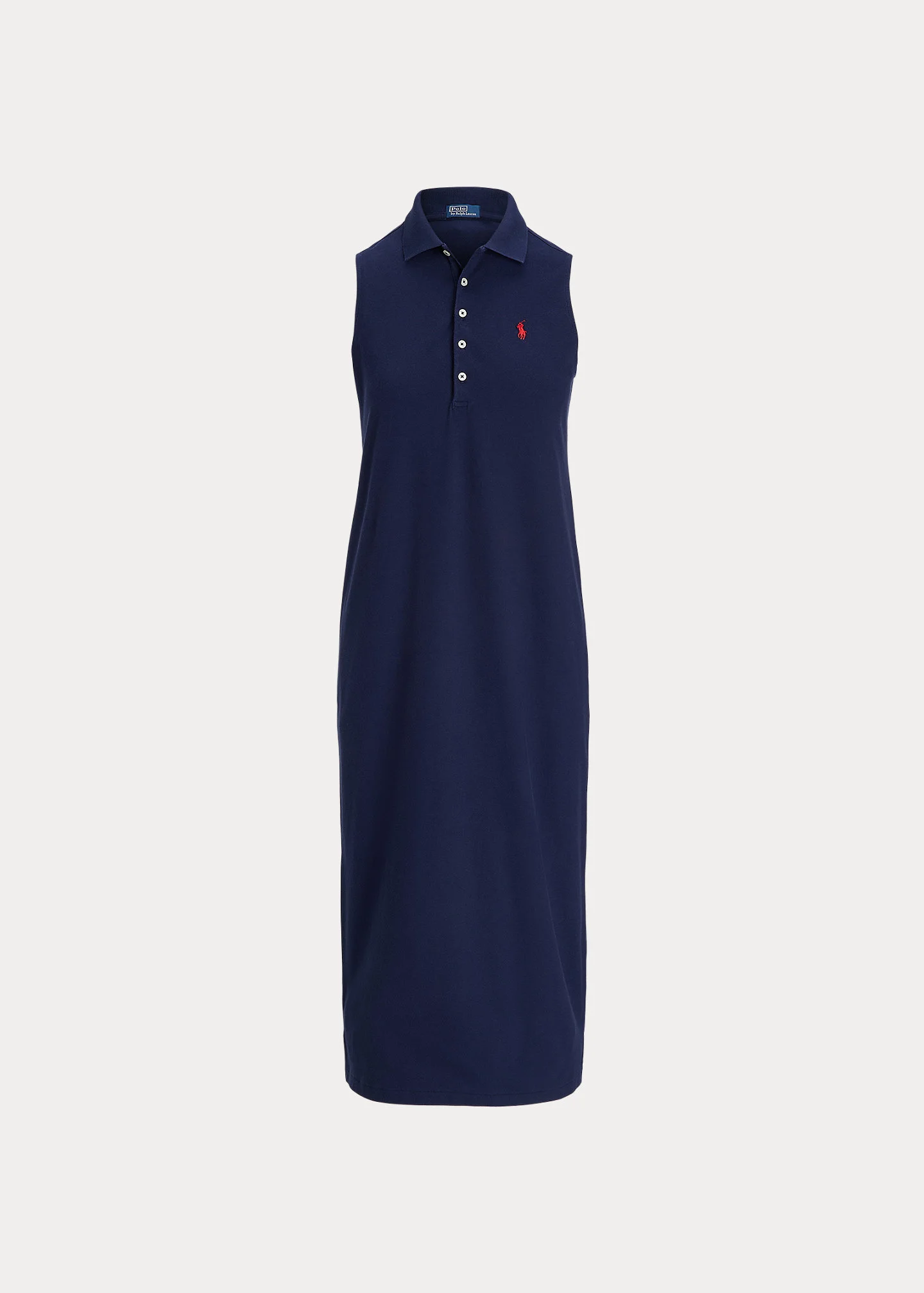Stretch-Cotton Sleeveless Polo Dress - 1