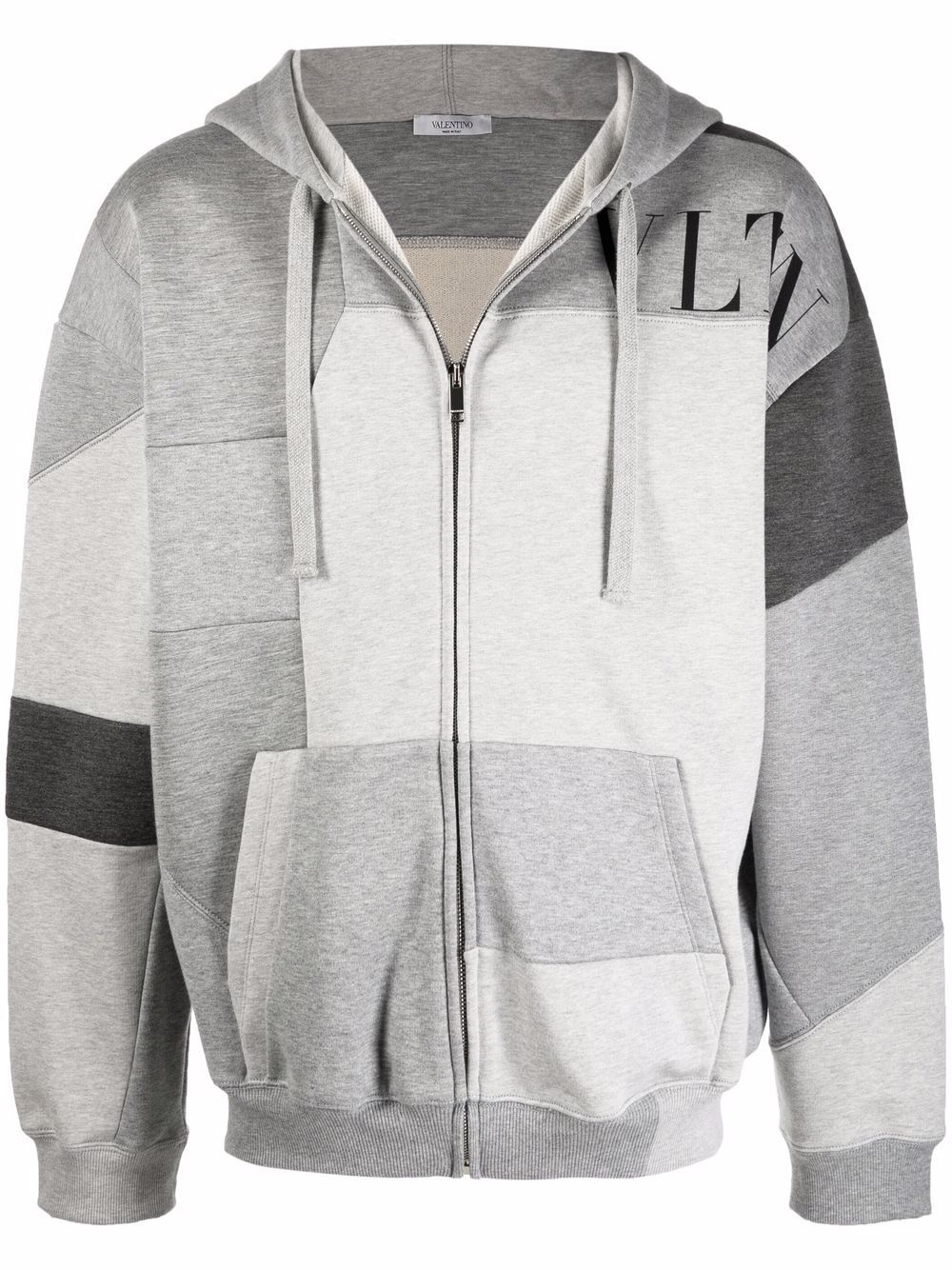 VLTN patchwork zip-up hoodie - 1