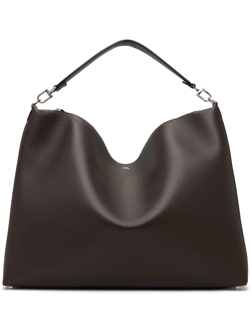 Brown Bevel Grained-Leather Tote - 1