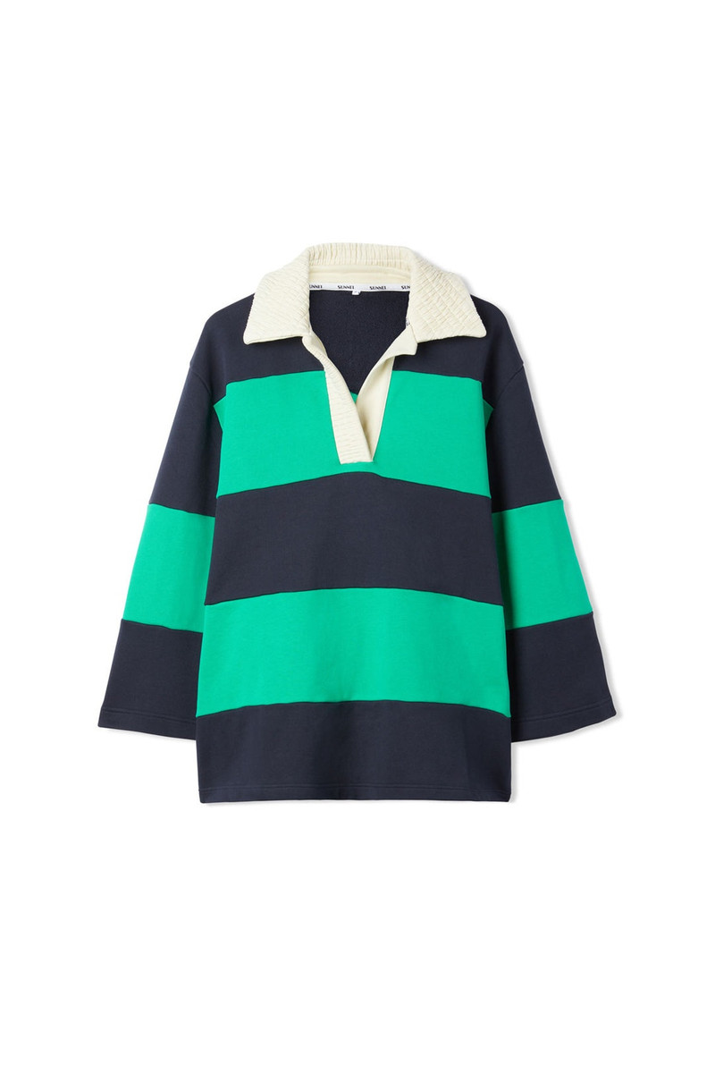 POLO DRESS / fern green & midnight blue 1