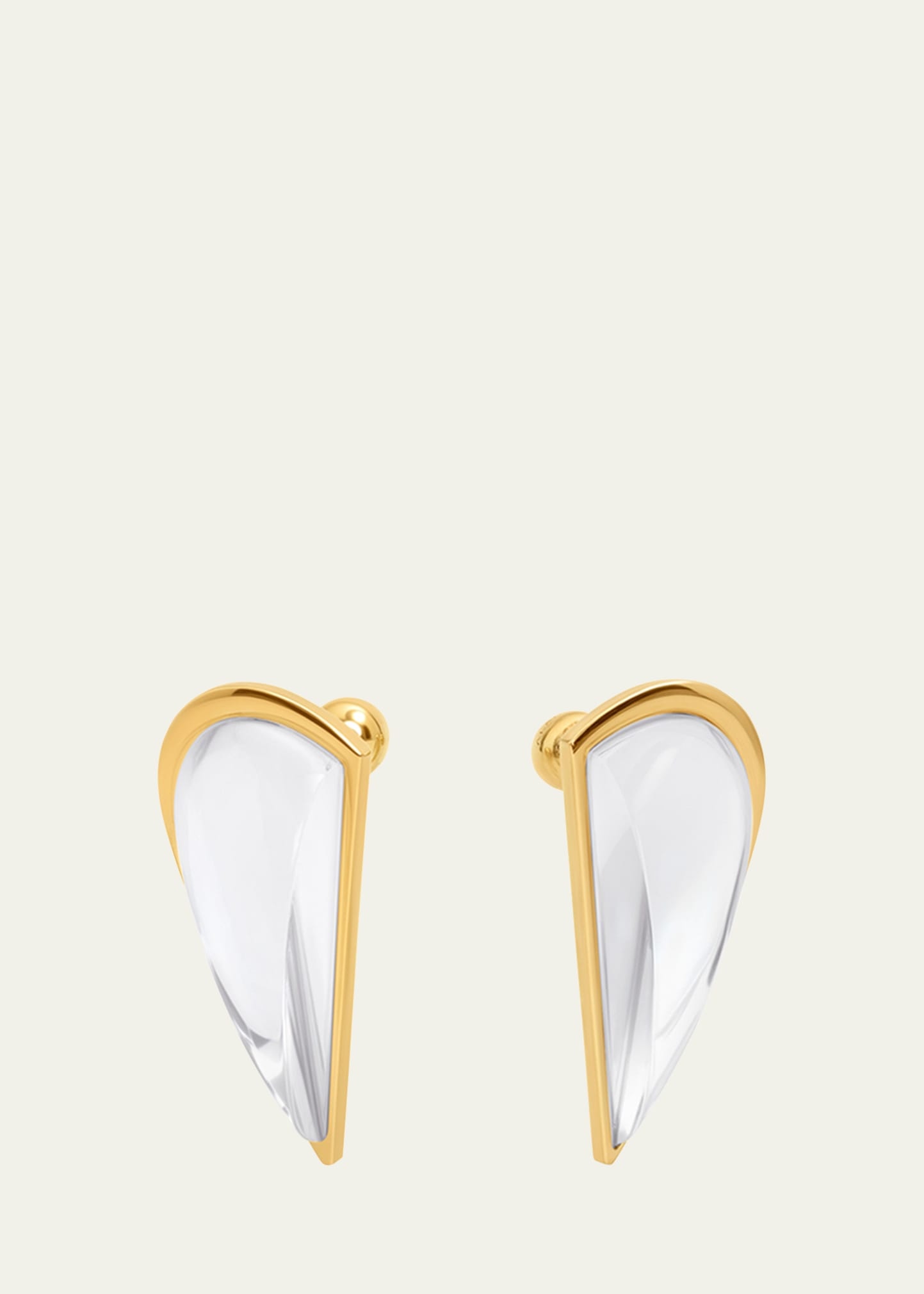 Half Heart-Shaped Crystal Earrings - 1