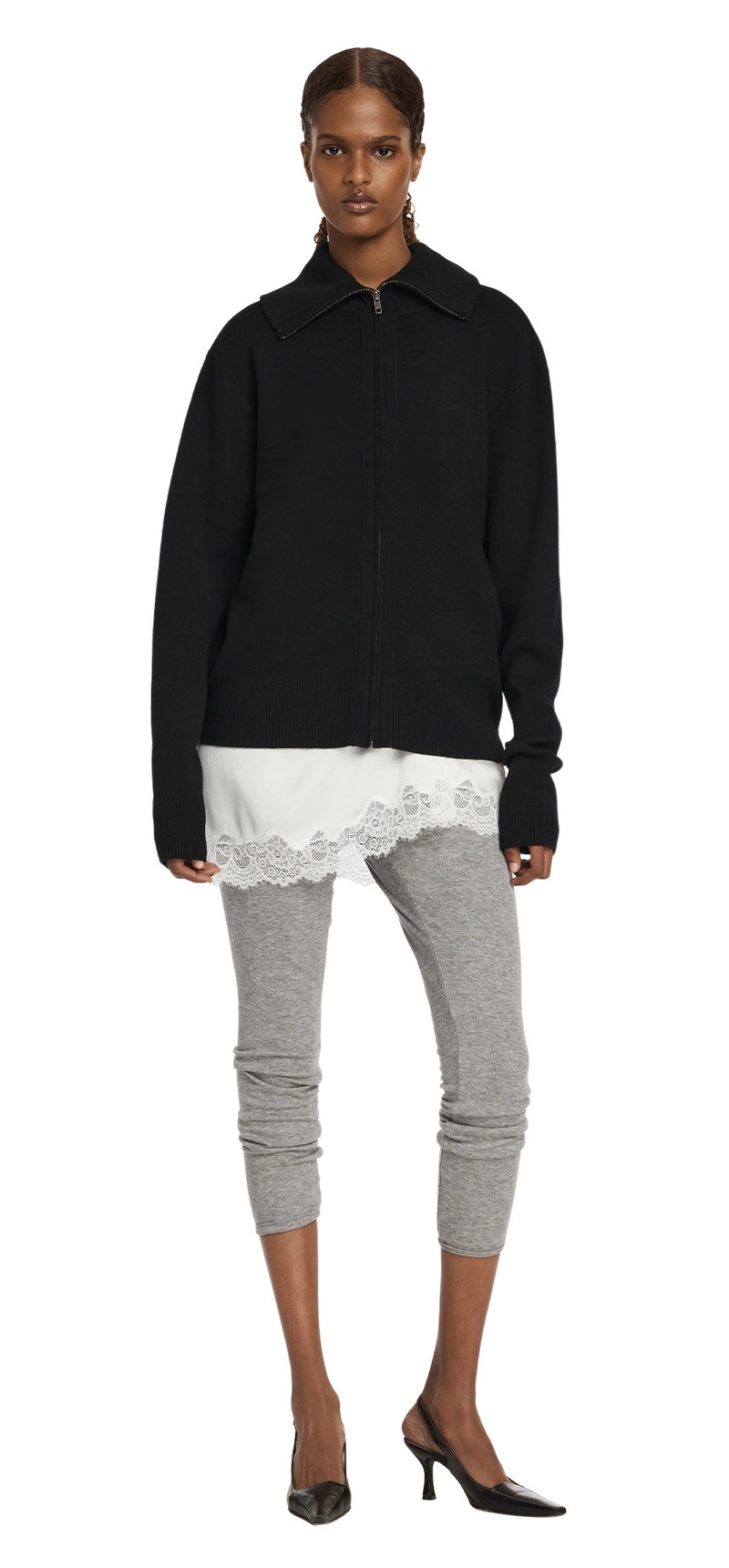KNIT ZIP UP JACKET BLACK 3