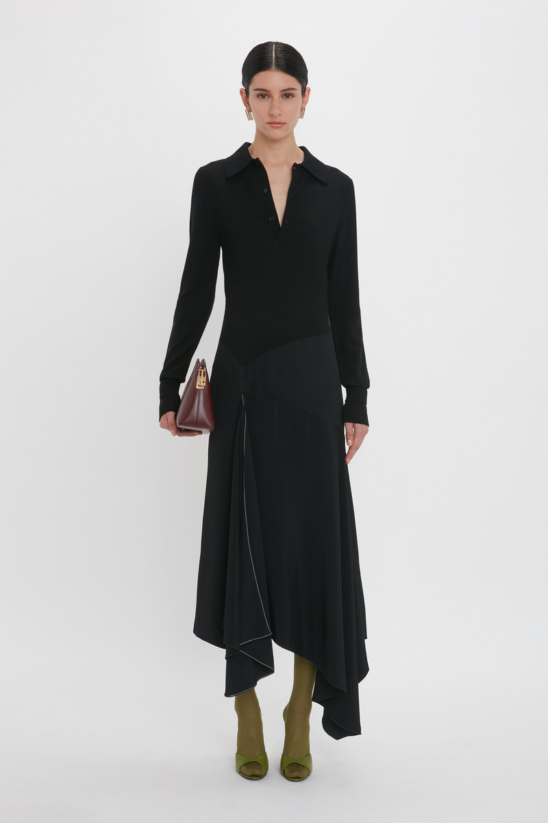 Henley Shirt Dress In Black 5