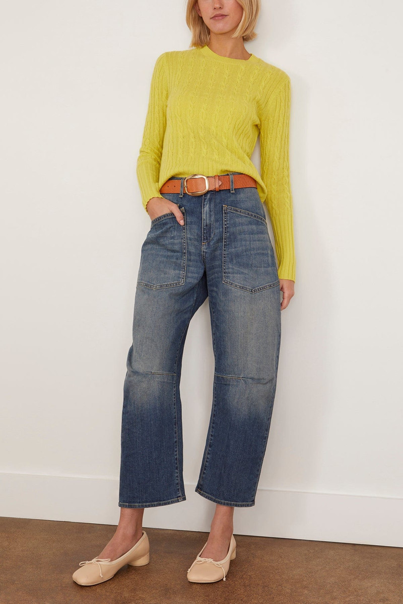 GUEST IN RESIDENCE Cable Shrunken Crew in Lemon outlook