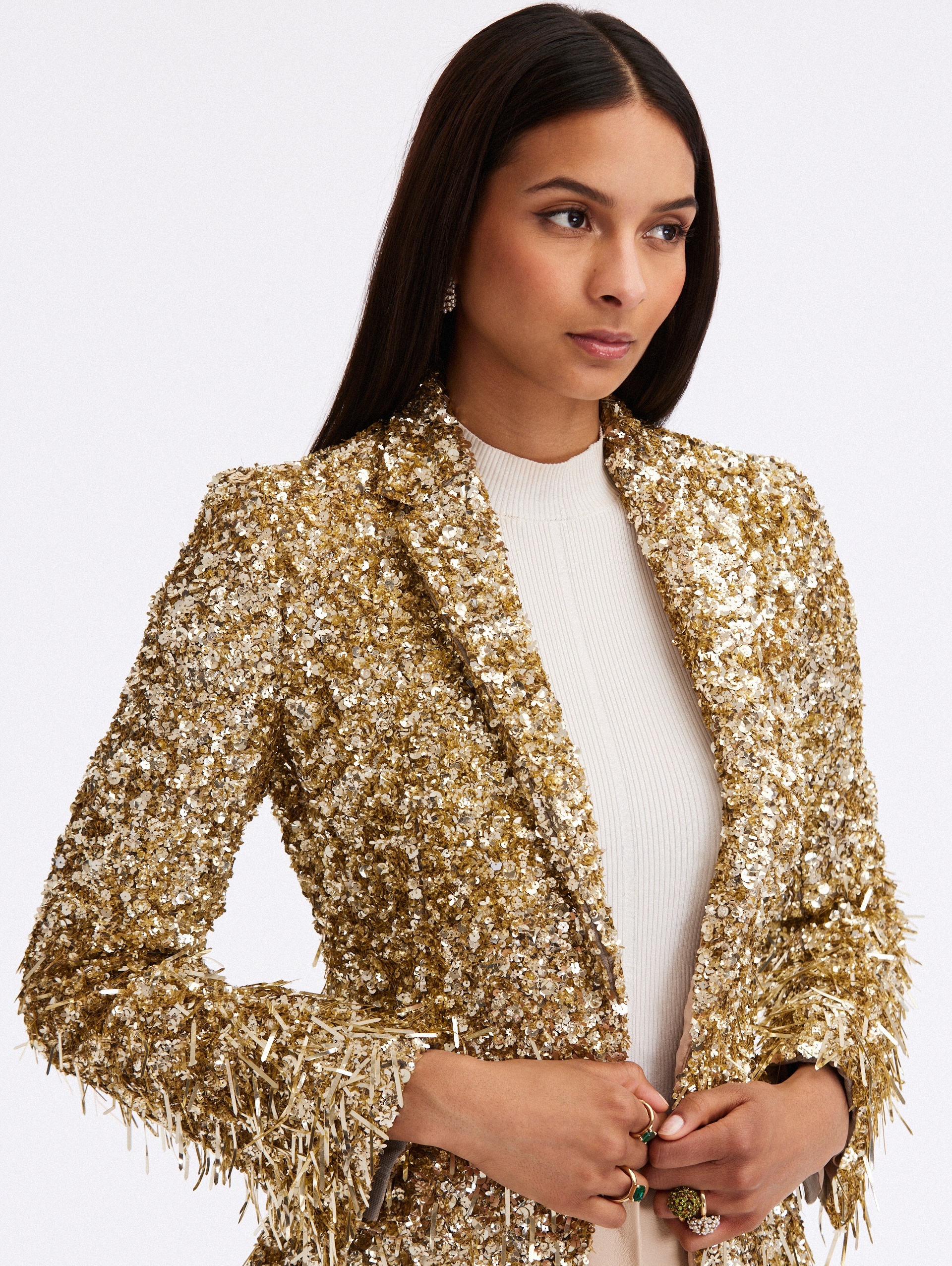 SEQUIN & PAILLETTE EMBROIDERED JACKET - 5