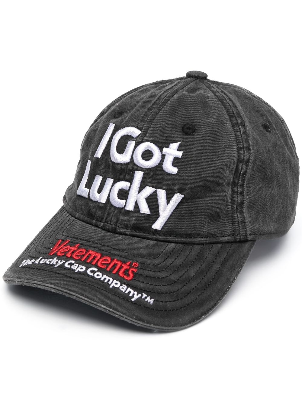 slogan-embroidery denim cap - 1