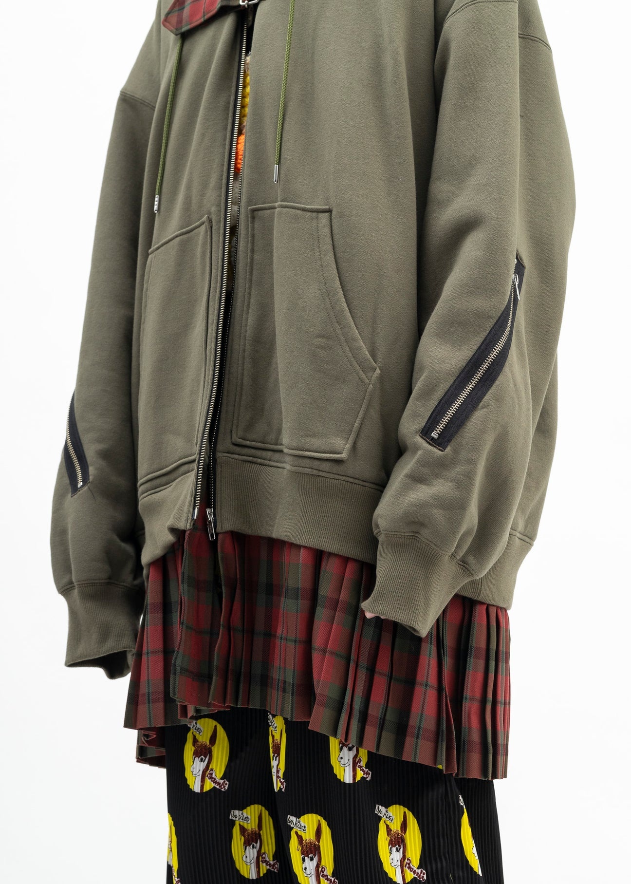 KHAKI GREEN MOHAWK PUNK HOODIE - 4